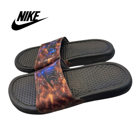 Nike BENASSI JDI PRINT Women's Slide Black Noir Marble Sandals 8 - Picture 1 of 5